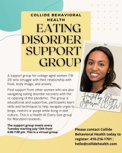 Eating Disorder Support Group for college students in Maryland
